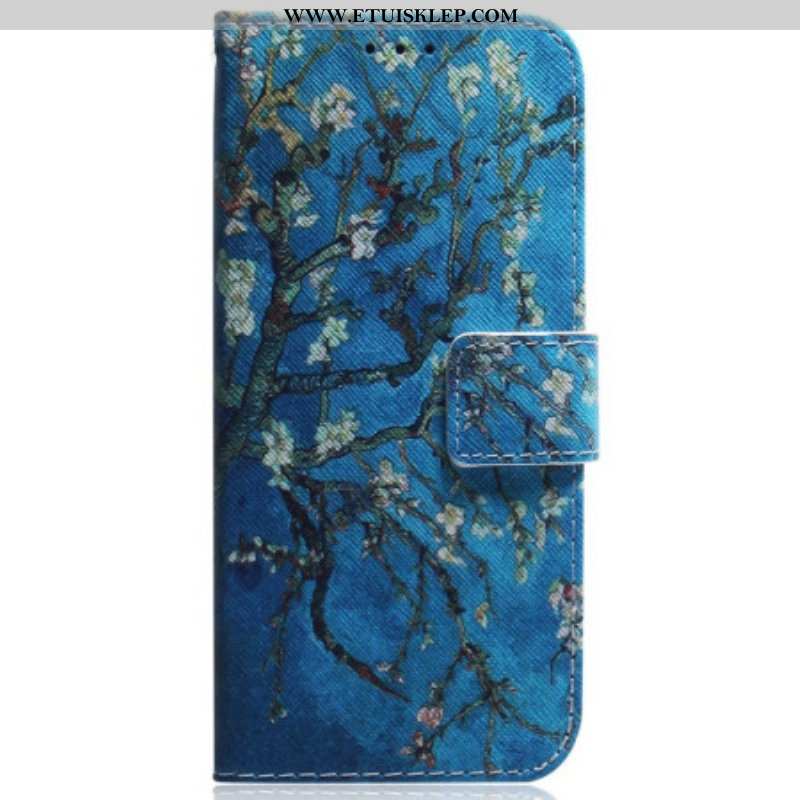 Etui Folio do Honor Magic 5 Lite z Łańcuch Paskowe Gałęzie Kwiatów